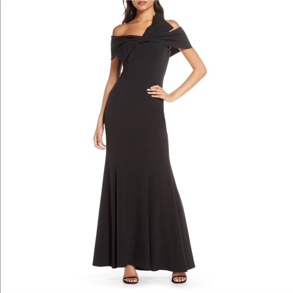 Eliza J Black Bow Twist Maxi Dress Formal Gown 6